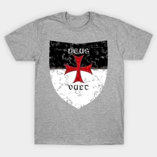 Deus Vult Crusader Cross in Marble T-Shirt